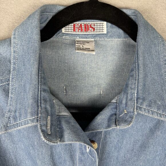 Vtg 90s Fads Women’s Midi Denim Dress Tradwife Cottagecore Western Button Up L - Picture 2 of 5